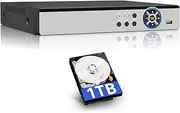 8 Channel CCTV Surveillance DVR with Hard Drive 1TB, 3K Lite H.265+ DVR Video Recorder for 5MP/4MP/1080P/TVI/CVI/CVBS/IP Cameras, 24/7 Surveillance Recording, Human Detection, Remote Access