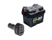 Kings Compact Battery Box + 85W USB Car Charger Fast Charge - 12V & 24V