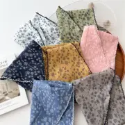 Soft Cotton Linen Triangle Scarf Small Flower Thin Narrow Neckerchief Hair Scarf
