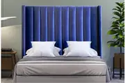 Istyle Modern Classic Jacob Double Velvet Bed Head Blue