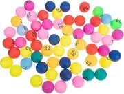 BRIGHTFUFU 70pcs Multicolored Plastic Balls for Raffle Game Bounce Ball Party Game Mini Wheel Return Perfect for Group Activities Night Events Bingo and More