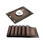 Catzon 6/8 Pcs Placemat Set Washable Non-Slip Placemat-Brown