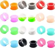 [Decentraland] 12 Pairs 3 mm(8 G) Mixed Color Silicone Thin Double Flared Hollow Ears Gauges Tunnels Set Soft Ear Stretcher Expander Plugs Gage Stretching Earrings Body Piercing Jewelry Kit Women Men