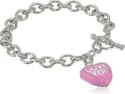[Sweetheart Jewelry] Sterling Silver One 17mm Colored Enamel Love You Charm Bracelet