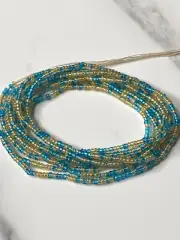 Blue Raspberry Lemonade Waist Bead / Blue & Yellow Cotton Tie-on Waist Beads
