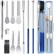 11 Piece Capsule Filling Machine Kit for Pill Filler - All Sizes # 000 00 0 1 2 3 4 5 Micro lab Spoons Spatula Tool for Gel Capsules Empty Quickly Fill Tray with Herb Powder Tamper Tools