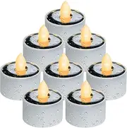 [Homemory] Solar Tea Lights Outdoor Waterproof, Dusk to Dawn Outdoor Lighting, Reusable LED Tea Light Candles for Lantern Garden Camping and Home Decor, Pack of 8, Warm White