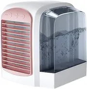 Air Cooler, 3 in 1 Portable Mini Air Condition, Humidifier Fan & Purifier with 3 Adjustable Speeds 7 LED Lights,USB Mobile Air Conditioners for Home Office (Pink)