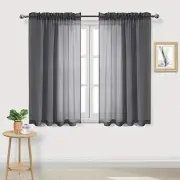 Dark Gray Sheer Curtains Semi Transparent 52"W x 45"L (Pack of 2) Dark Grey
