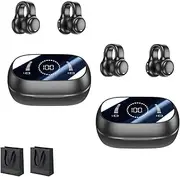 Morrat Ear Clip Headphones, Morrat Wireless Ear Clip Bone Conduction Headphones, V5.2 with LED Intelligent Display 2025 New, Hanging Ears Bone Conduction Earbuds (2PCS,Black)