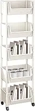 Rolling Cart Organizer, Multi-Tier Book Cart with Smooth Wheels, Portable Storage Toys, Stationery, Snacks Large Capacity Space Saving Design, for Study Room, Classroom, Home