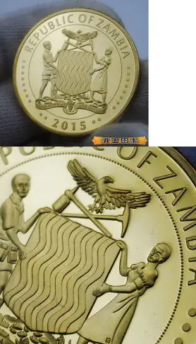 非洲贊比亞紀念幣鑲鉆獅子金幣 野生動物非洲獅子紀念幣外幣硬幣