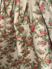 BTY Vintage Antique Cotton Fabric 31W Red Roses Primitive Curtain Log Home Decor