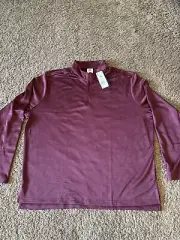 NWT Reebok Mens 2XL Bergundy Quarter Zip Pullover Sweater/ Sweatshirt Activewear