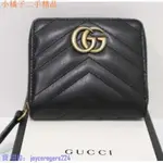 二手 GUCCI SMALL GG MARMONT 皮革 拉鍊零錢包 卡夾 皮夾 黑色短夾 474813