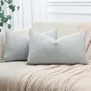 Pack of 2 Textured Boucle Throw Pillow Covers 20" x 12" (Pack of 2) Blue Grey