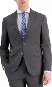 Kenneth Cole Reaction Two Button Charcoal Gray Tonal Striped Men's Blazer 42R