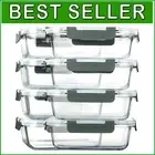 Premium Glass Meal Prep Containers with Snap Lock Lids - Microwave & Oven Safe