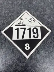 Keller 1719 Corrosive Hazmat Rigid 10 3/4" x 10 3/4" Placard NEW