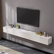 Floating TV Shelf Wall Shelf TV Cabinet TV Stand Wall Mounted Media Console Entertainment Center Storage Cabinet Desk Router Set top Box CD DVD Storage Shelf Wall Mount Corner Shelves White