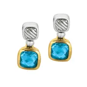 Phillip Gabriel 18k Gold And Sterling Silver Blue Amethyst Drop Earrings