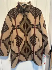 Pendleton Women's Wool Blend Walker Coat Tan Size S Aztec Jacket Zippered