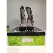 NIB Sam Edelman Fringe Faux Fur Lined Tilden Gray Suede Boots Size 8