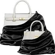 P Pothuiny 2 Pcs Satin Dust Bags for Handbags, Black Silky Dustproof Drawstring Bags Large Travel Storage Pouch for Purses Shoes Boots (23.6x19.6 inch + 15.7x19.6 inch)