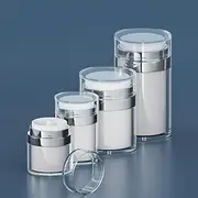 4PCS Airless Pump Jar, BetterJonny 15ml/30ml/50ml/100ml Refillable Moisturizer Dispenser Portable Lotion Cream Jars Vacuum Bottle Travel Cosmetic Jar Air Pump Container for Women Men