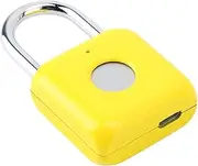 [ASHATA] Smart Fingerprint Padlock,Mini Smart Lock Waterproof Fingerprint Padlock,USB Rechargeable,Support Up to 20 Fingerprints Recording,for Suitcase Cabinet Door Bike (Yellow)