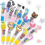 15 PCS Cute Kid's Multi-Color Ballpoint Pens, Fun Pens for Kids, 4 in 1 Retractable Pens, Cartoon Animal Ballpoint Pens, Student Party Gifts, Classroom Rewards party bag fillers
