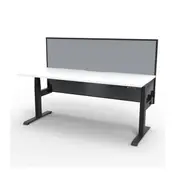 Single Sided Workstation With Screen Natural White And Black