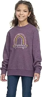 [Ragwear] Girls' Sweatshirt Crew Neck Evka Print Organic O-Neck Sweater Pullover with Rainbow Print Made of Organic Cotton, Plum, 134-140