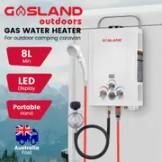 GASLAND 8LPM Portable Gas Water System, Tankless LPG Water Heater with Shower Kit, Instant Hot Water Heater with Portable Handle, Camping Shower for Caravan Roadtrip Camper