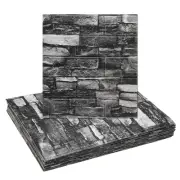 20pcs 3D Wall Panels Peel and Stick 13.8"x15.2" Brick Design, Rock Black