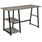 Computer Laptop Desk Study Table Workstation 2 Shelves Grey and Oak vidaXL