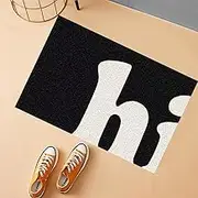 Hi Front Door Mat Outdoor Mud Absorbent, 50×80cm Welcome Mat for Indoor & Outdoor, Doormat Entrance Mat Rug Outside Patio/Inside Entry Way, Anti-Slip Mats Rubber Backing, Durable & Washable (Hi)