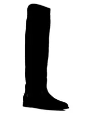 JIMMY CHOO Bree Low heel High Boot 38/7.5,ITALY,Knee,Black Suede,LOGO,Stitch,NIB