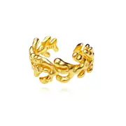Culturesse Coral Sterling Silver 2cm Deco Adjustable Open Ring 18K Gold Plating