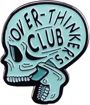 [Pinstant] Over-Thinker's Club Skull Over Thinker Skeleton Humor Joke 1.25" Enamel Pin Badge, 1.25 Inches, Enamel, enamel