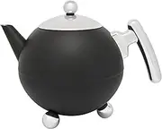 Large matt Black Bulbous Stainless Steel teapot 1.2 litres