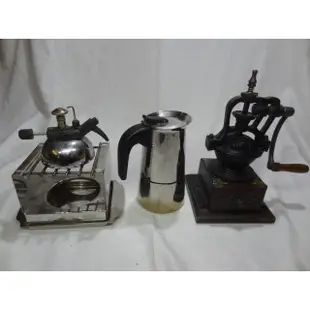 (u) 二手GB 義大利製 咖啡摩卡壺 磨豆機 瓦斯爐 架子