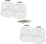 House Plants Clear Container 4pcs Garden Cloche Dome Plant Bell Cover Plastic Reusable Garden Freeze Cloche for Fruits Vegetables Warming Mushroom Container House Plants Indoors Live