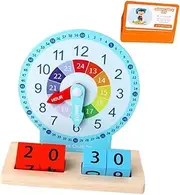 CVUTOVO 1Set Wooden Clock Educational for Safe and Sturdy Learning Tool Preschool Teaching and Recognition Skills