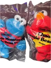 1997 Vintage Tyco Sesame Street Beans Elmo Cookie Monster Plush NWT