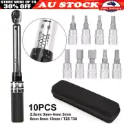 10Pcs 1/4" 1-25Nm Bicycle Bike Torque Wrench Socket Tool Adjustable Reversible