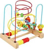 Toddmomy Bead Maze Counting for Wooden Educational with Colorful Beads Enhances Motor Skills Shape Recognition and Basic Math for Interactive Play and Learning