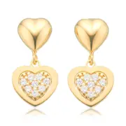 9ct Yellow Gold Silver Filled Wheat Cubic Zirconia Drop Earrings