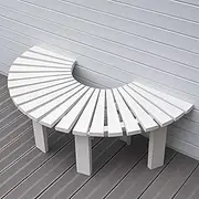 Garden Bench Seat Half Round Wood Benches, Outdoor Tree Surround Bench Curved Backless Bench 120cm, Patio Decorative Furniture Chair Park Lounge Seating(Half Round)