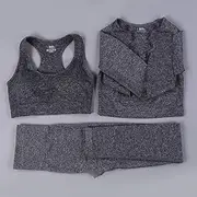 2pc/3pc Set Women Seamless Yoga Set Fitness Sports Suits Clothing Crop Top High Waist Running Leggings Workout Pants Shirts